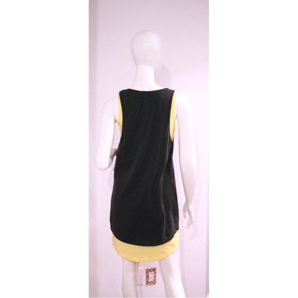 PURE & SIMPLE Dual RACER BACK Long TOP or DRESS Grey YELLOW Cotton S - Picture 3 of 4
